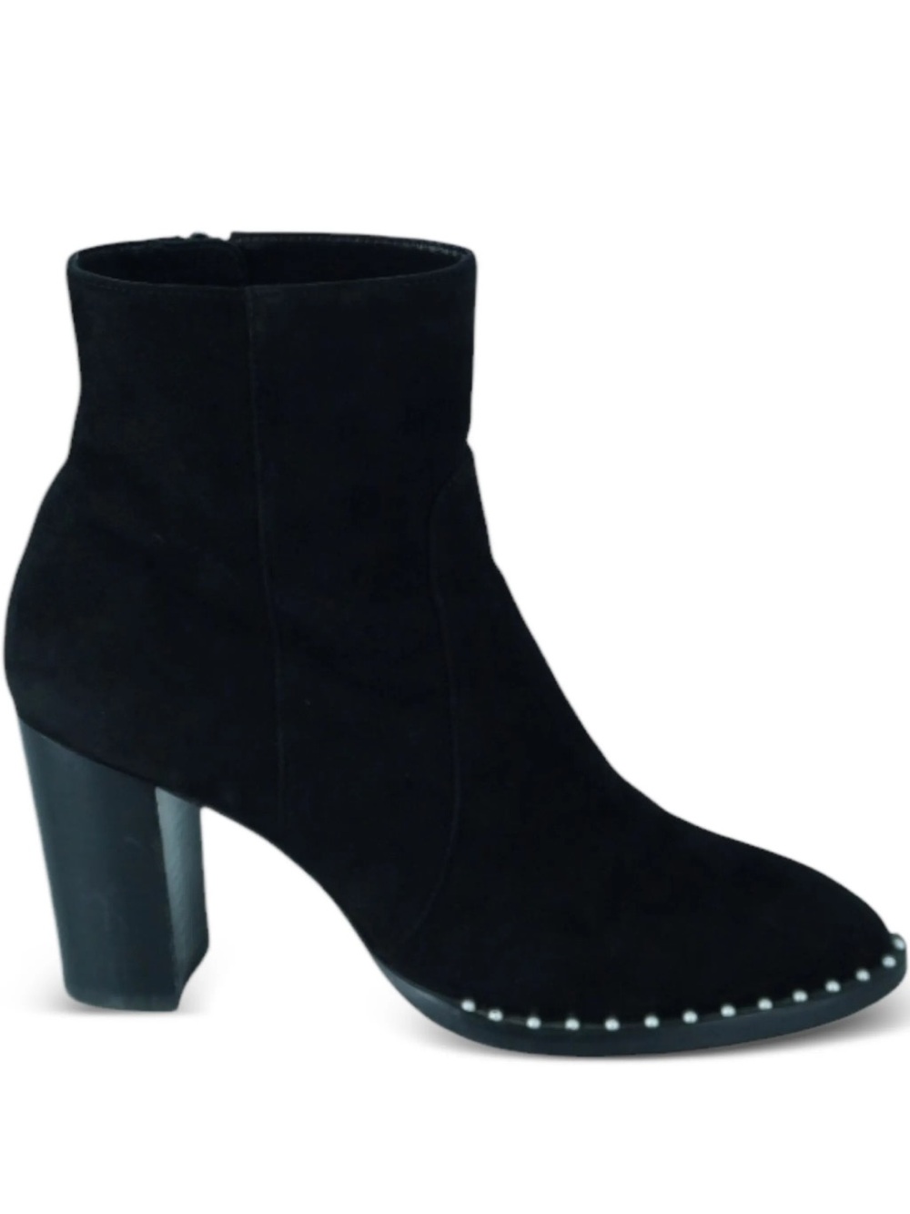 Stuart Weitzman Black Suede Stud-Trim Ankle Booties